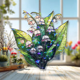 Lily of the Valley Acrylic Suncatcher, Stained Glass Style White Flower Window Hanging, Spring Garden Floral Home Decor Gift